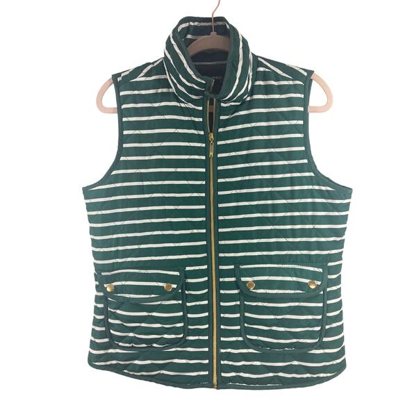 Activology Women's Sleeveless Green  Holidaycore Striped Puffer Vest - Picture 2 of 7